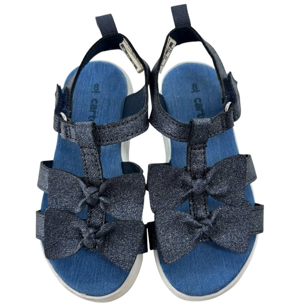 Carter’s Toddler Girl Navy Chambray Platform Sandals in Size 8 with Bows